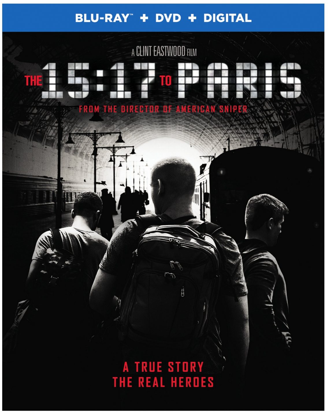 The 15:17 To Paris Blu-Ray Combo Pack cover (Warner Bros. Home Entertainment)
