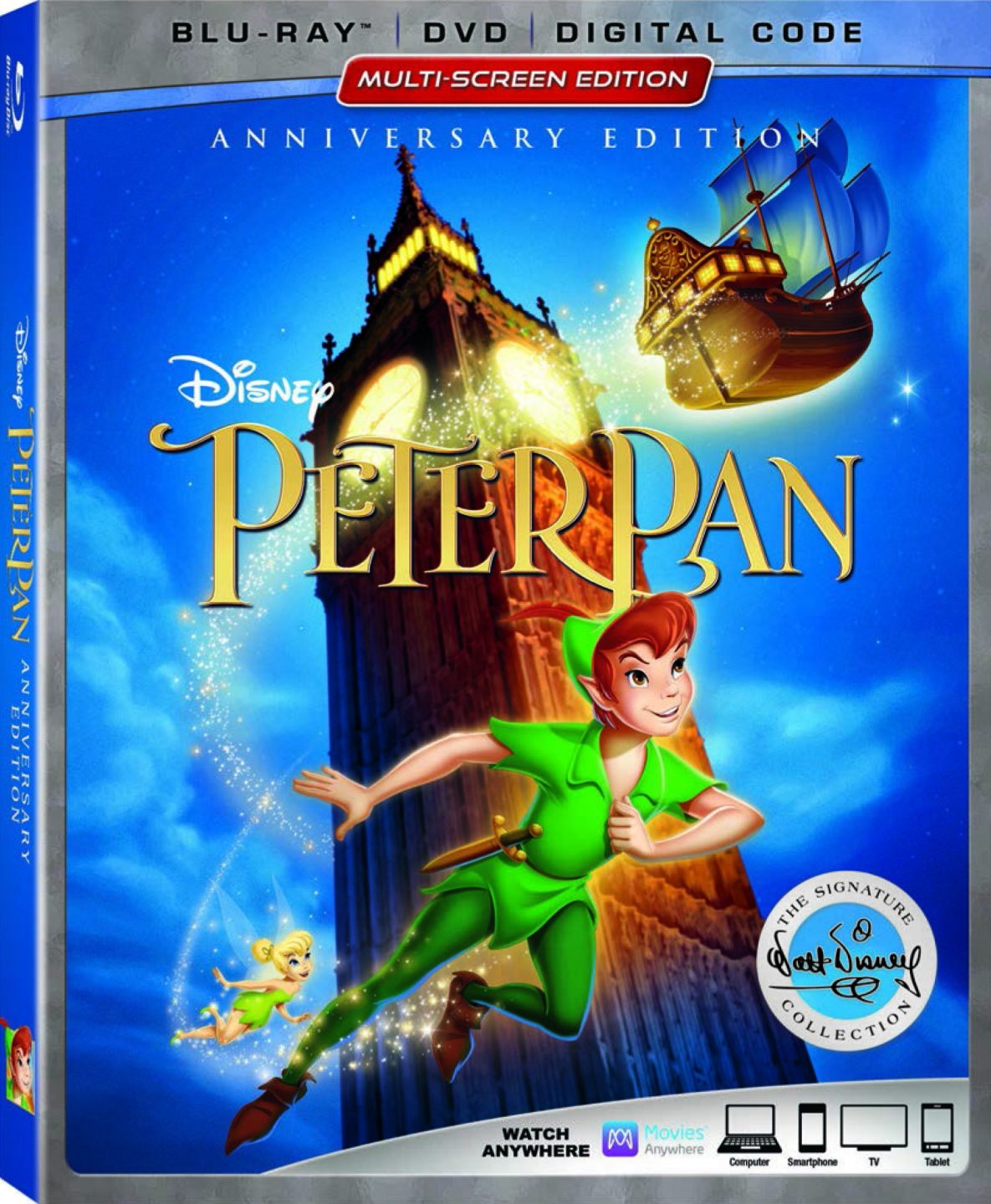 Peter Pan 65th Anniversary Walt Disney Signature Edition Blu-Ray Combo Pack cover (Walt Disney Studios Home Entertainment)