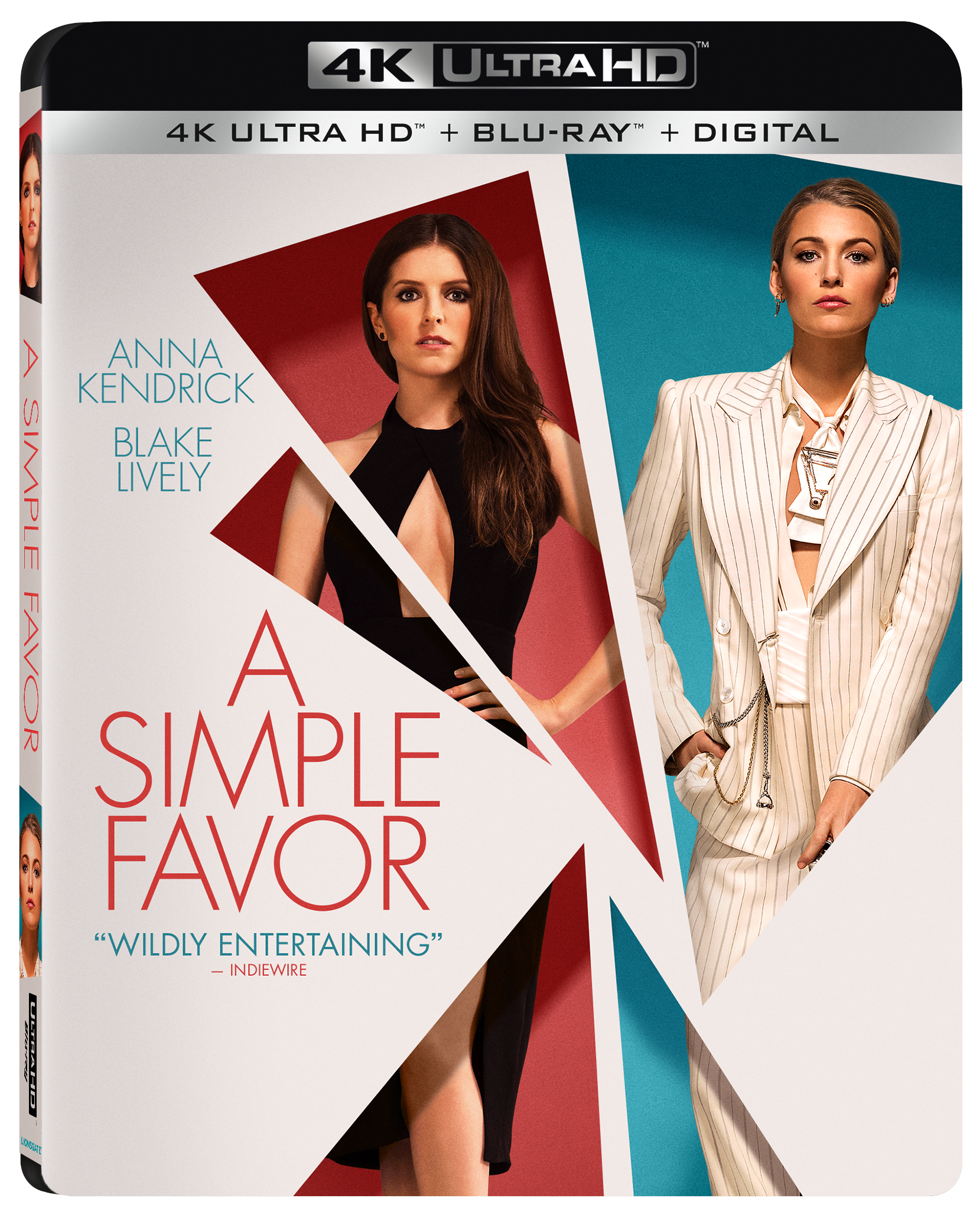 A Simple Favor 4K Ultra HD Combo Pack cover (Lionsgate Home Entertainment)