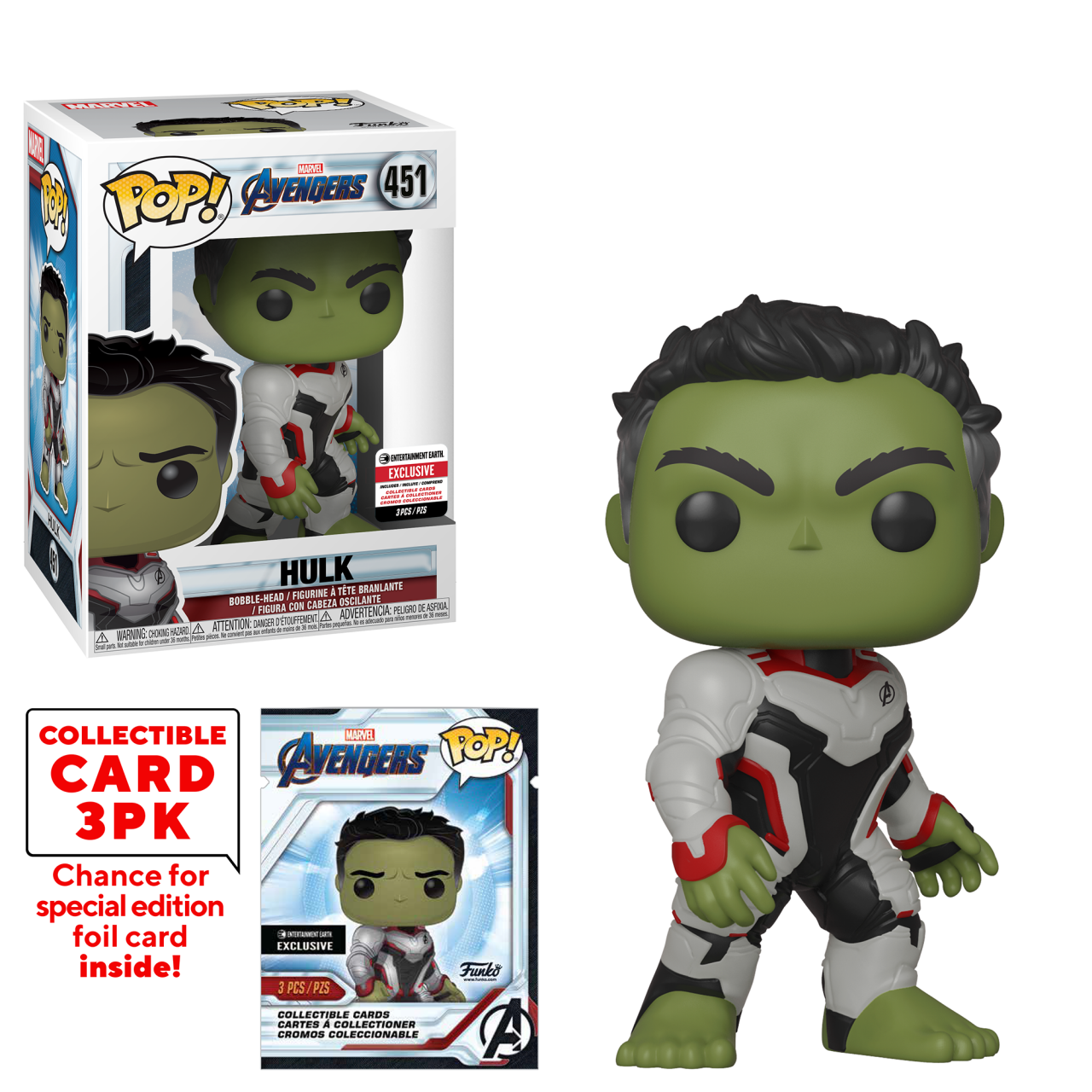 Pop! Marvel Avengers: Endgame - Hulk with Collectible Card 3-Pack