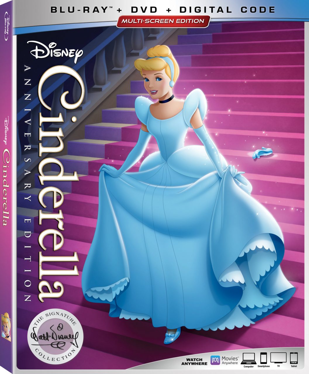 Cinderella: Anniversary Edition Blu-Ray Combo pack cover (Disney)