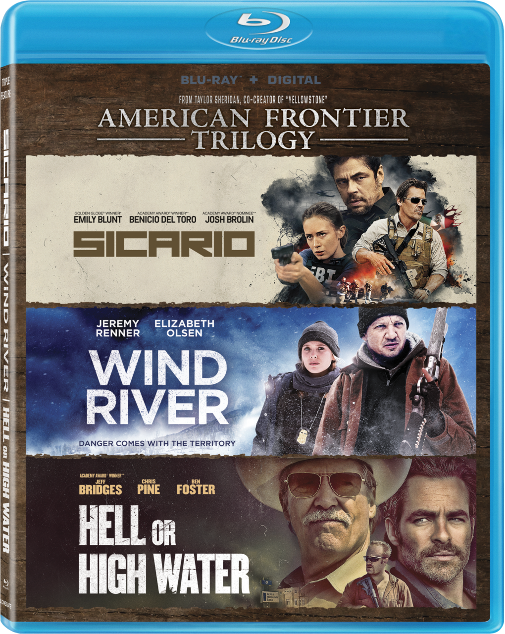 American Frontier Trilogy (Sicario, Wind River, Hell Or High Water) cover (Lionsgate)