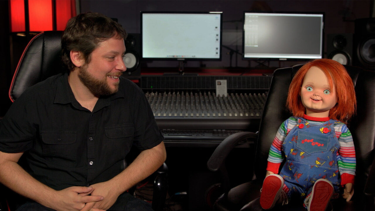 Alex Vincent and Chucky Doll in Kyra Elise Gardner's LIVING WITH CHUCKY (Photo Credit: Cinedigm)