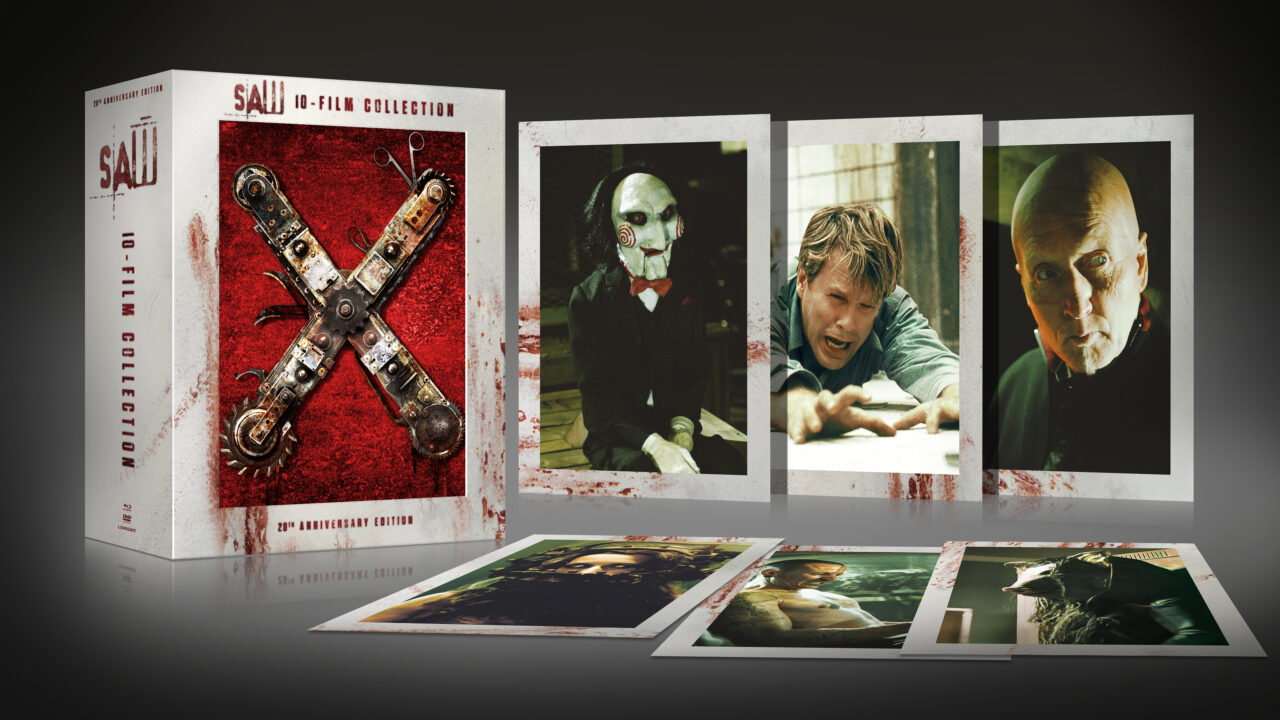 SAW 10-Film Collection 20th Anniversary Edition Blu-Ray Combo Pack cover (Lionsgate)