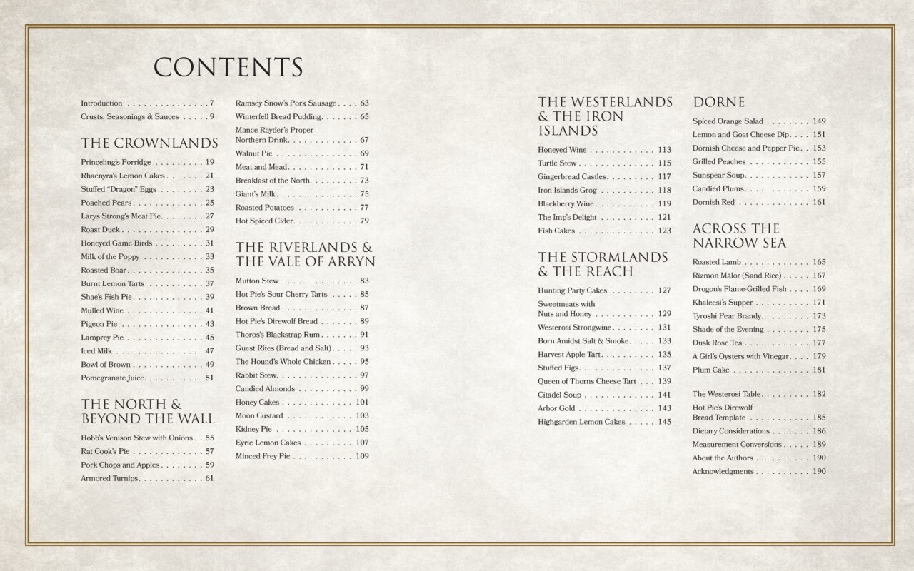 The Official Westeros Cookbook: Recipes From Game Of Thrones And House Of The Dragon sample page (Insight Editions)