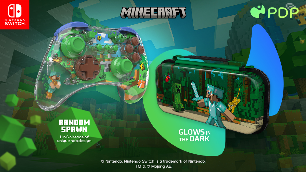 Minecraft REALMz Forest Biome Wireless Controller & Forest Battle Travel Case Plus GLOW product image (PDP)