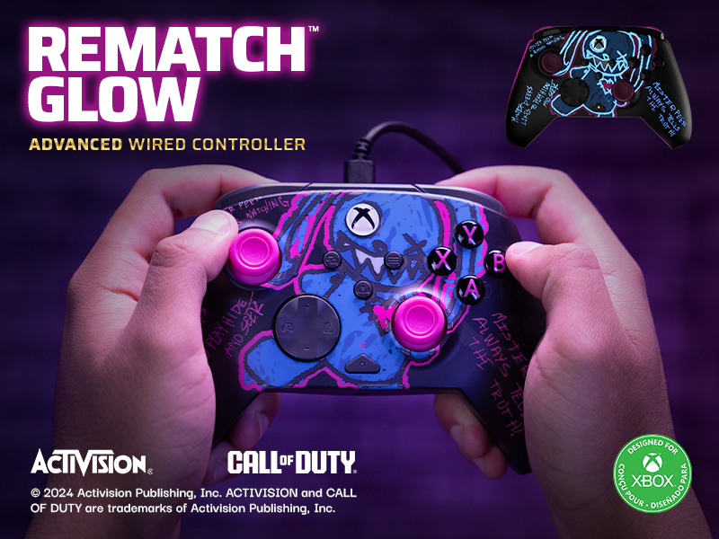 REMATCH GLOW Advanced Wired Controller Licensed for Xbox Series X|S, Xbox One, Windows 10/11 PC: Call of Duty - Mister Peeks (Glow in the Dark) product image (PDP/Turtle Beach)