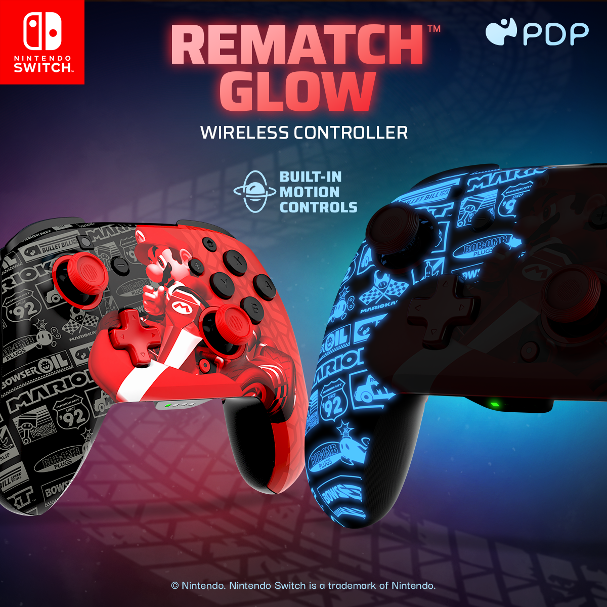 Boo Hoo, Grand Prix Mario & Blackout Bowser Rematch Glow Wireless Controllers for Nintendo Switch product image (PDP/Turtle Beach)