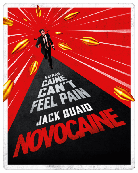 Novocaine 4K Ultra HD Steelbook Combo Pack cover (Warner Bros. Discovery Home Entertainment)