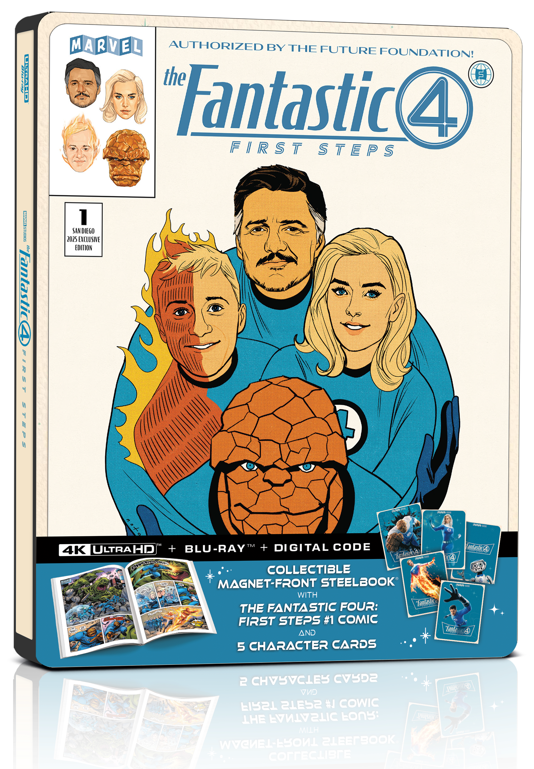 The Fantastic 4: First Steps 4K Ultra HD Amazon Steelbook Exclusive Combo Pack cover (Marvel Studios)