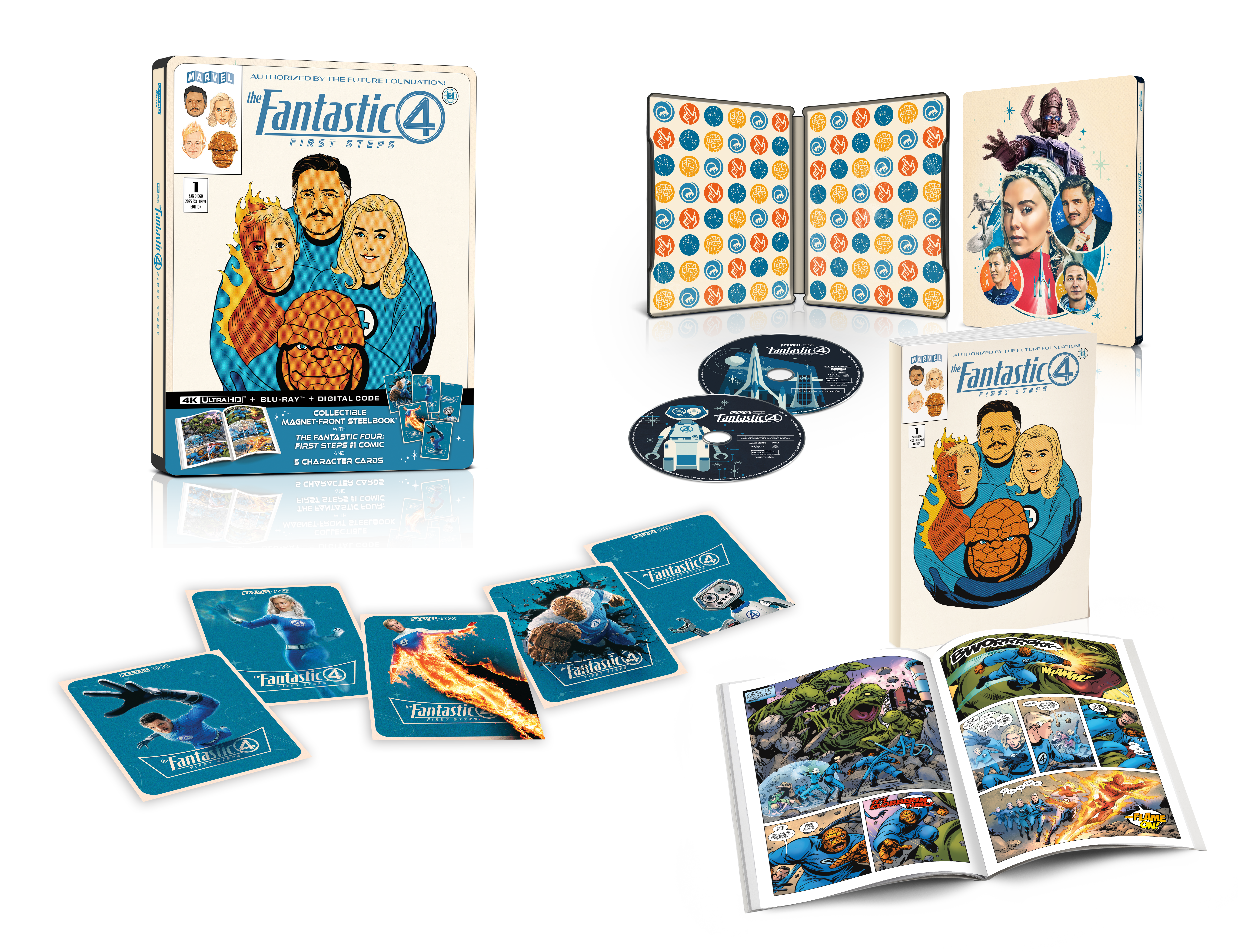 The Fantastic 4: First Steps 4K Ultra HD Amazon Steelbook Exclusive Combo Pack cover (Marvel Studios)