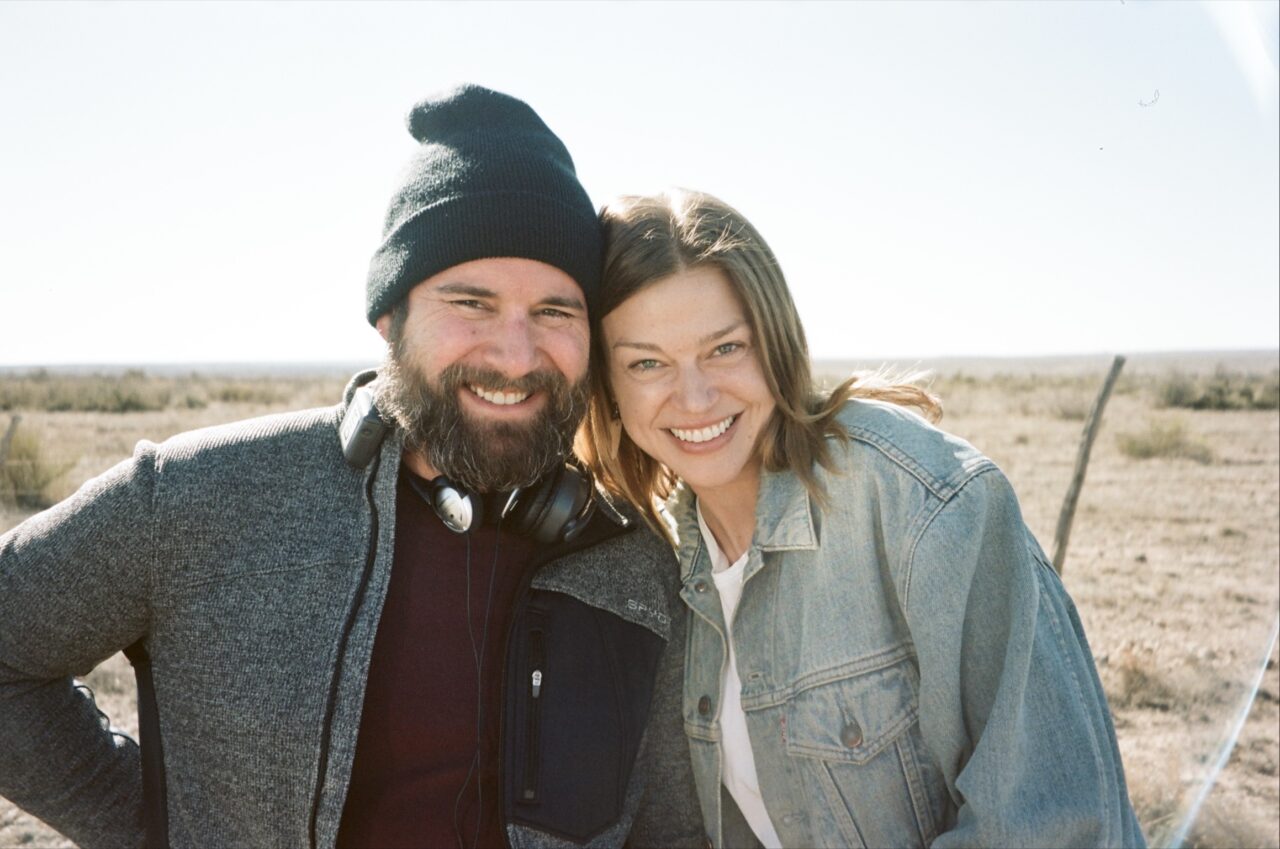 Evan Miller Adrianne Palicki Behind-The-Scenes still (Cineverse)