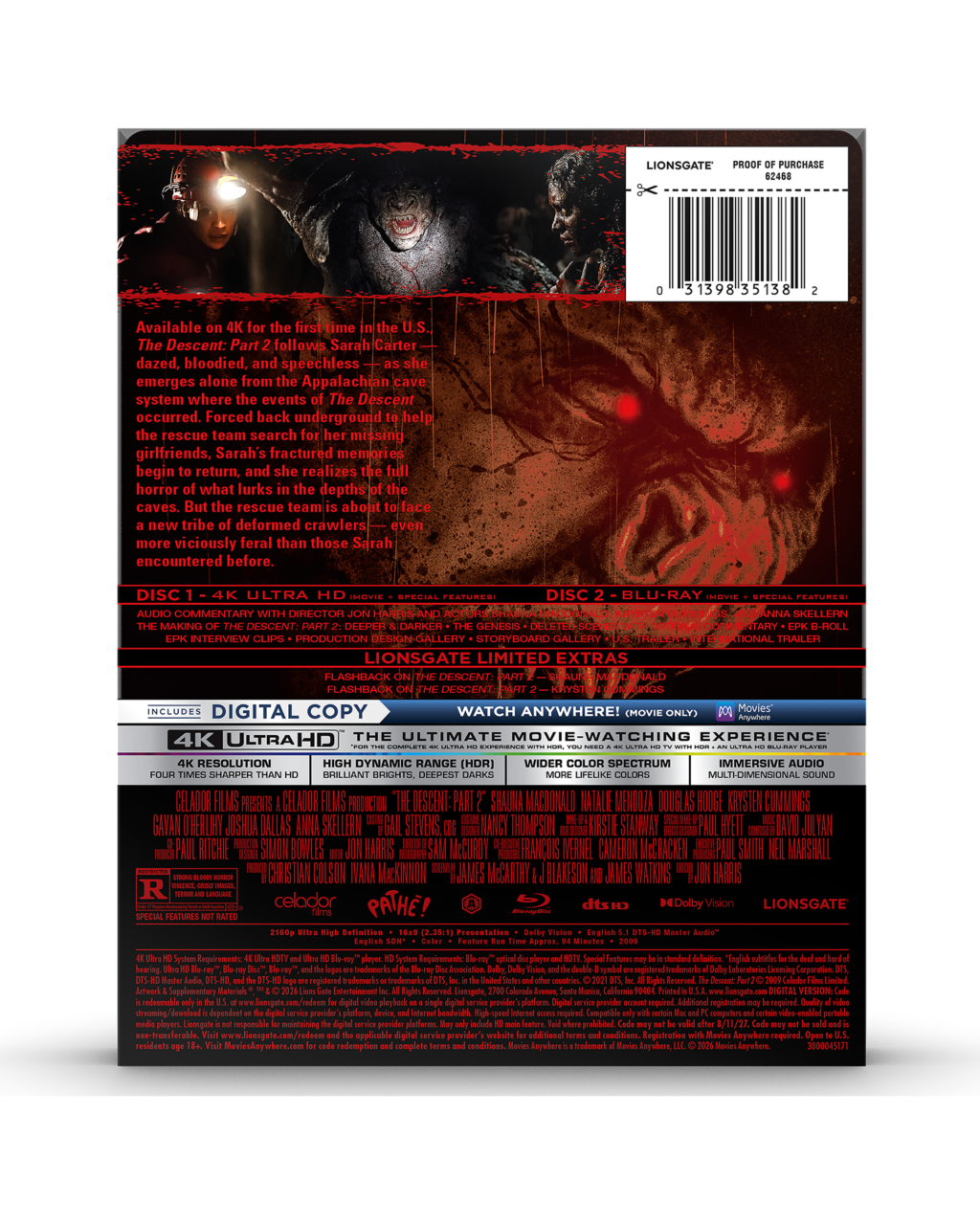 The Descent Part II 4K Ultra HD Combo Pack cover (Lionsgate)
