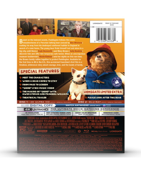 Paddington 4K UHD Steelbook cover (Lionsgate)